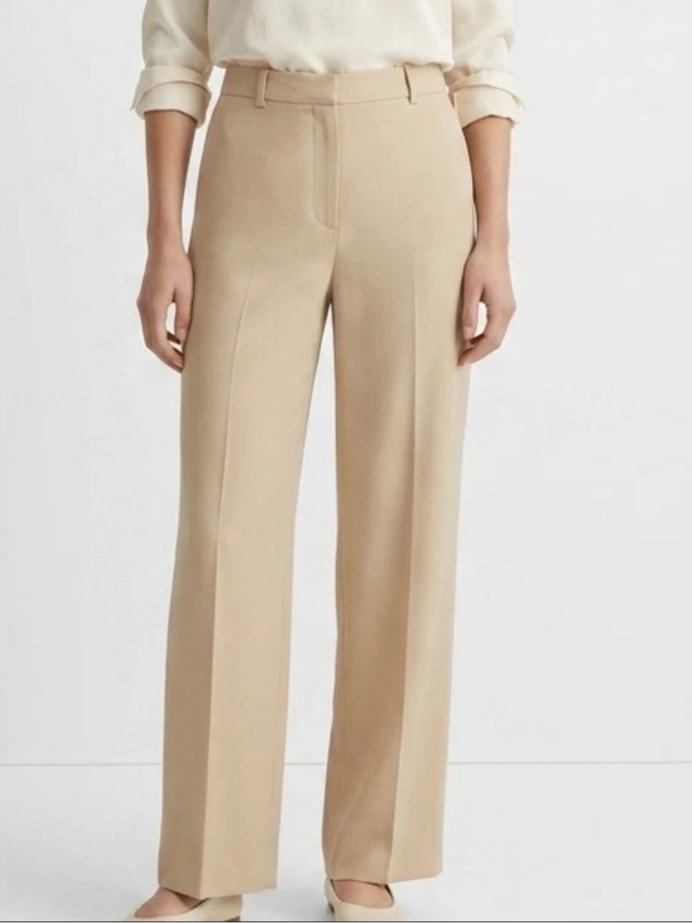 Vintage Y2K Talbots 100% Silk Trousers Tan/Beige Lined Mid Rise Size 6
